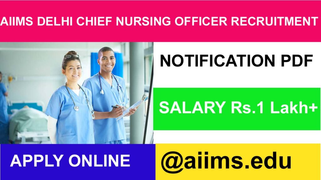 AIIMS Delhi Chief Nursing Officer Recruitment 2024