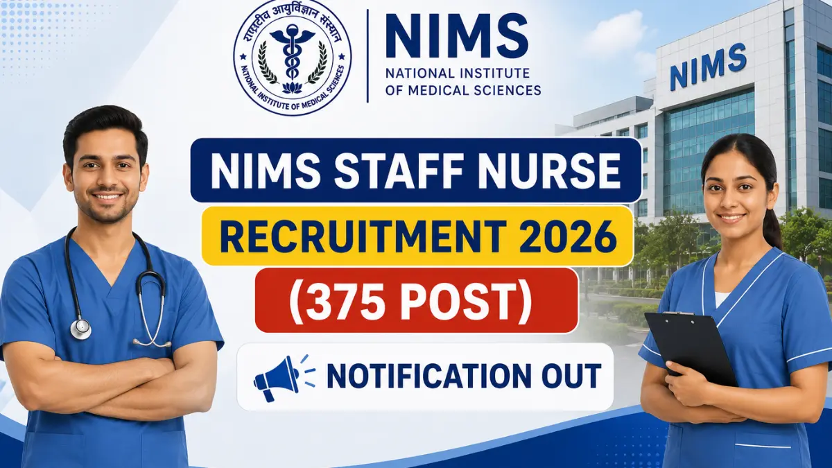 NIMS Staff Nurse Recruitment 2026