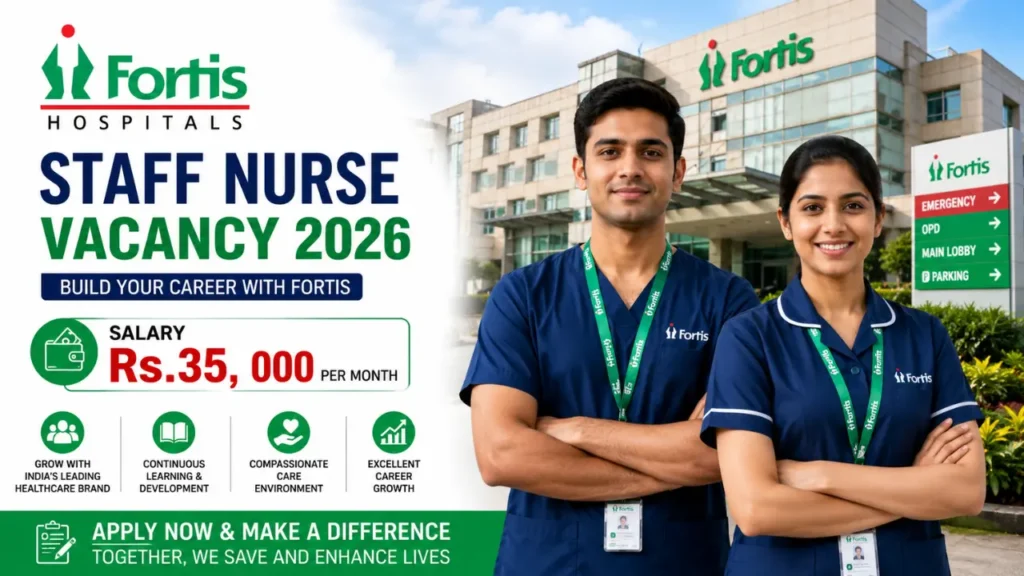 Fortis Hospital Staff Nurse Vacancy 2026