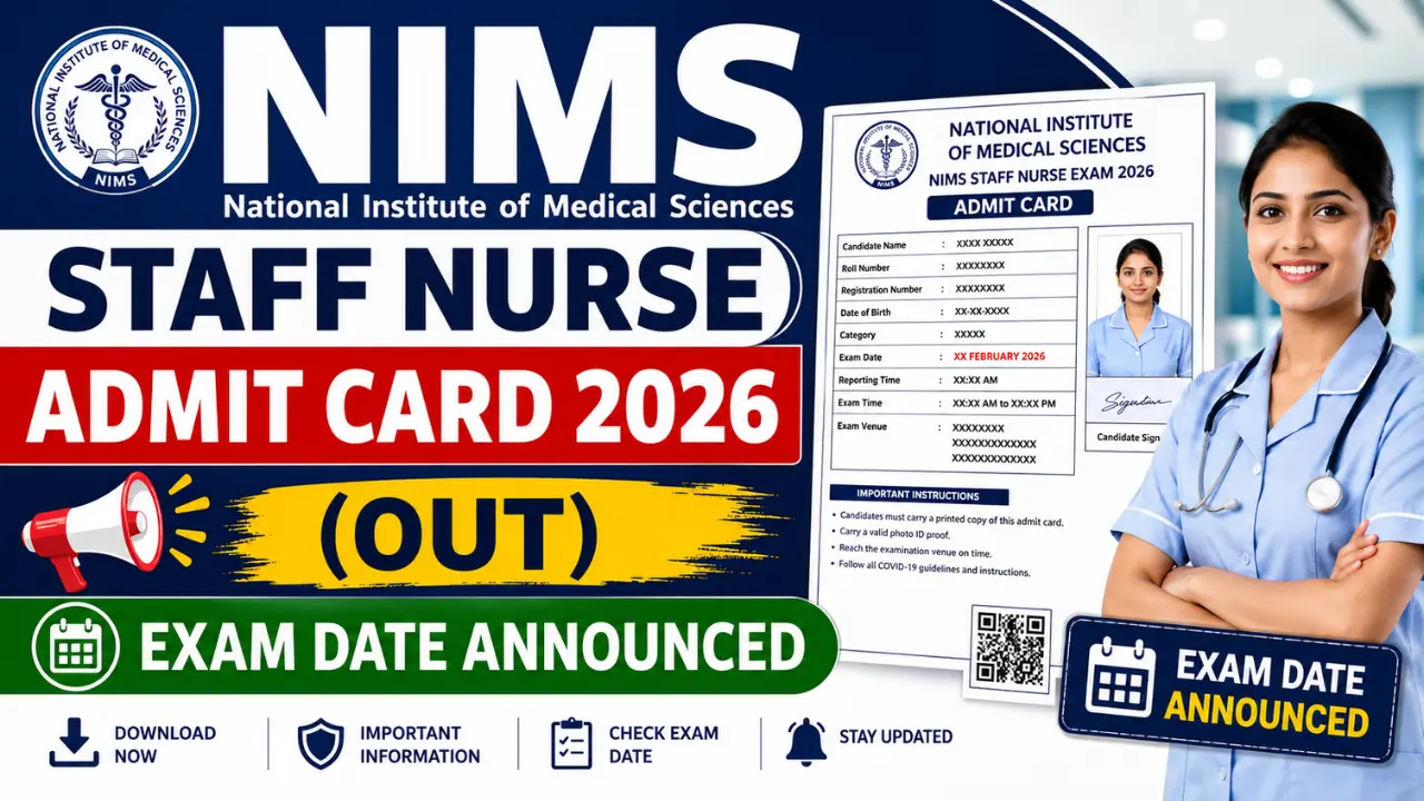 NIMS Staff Nurse Admit Card 2026